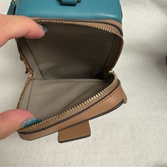 ANYA HINDMARCH Stack Wristlet Clutch Pouch Blue Green Ombre Leather - Picture 8 of 15